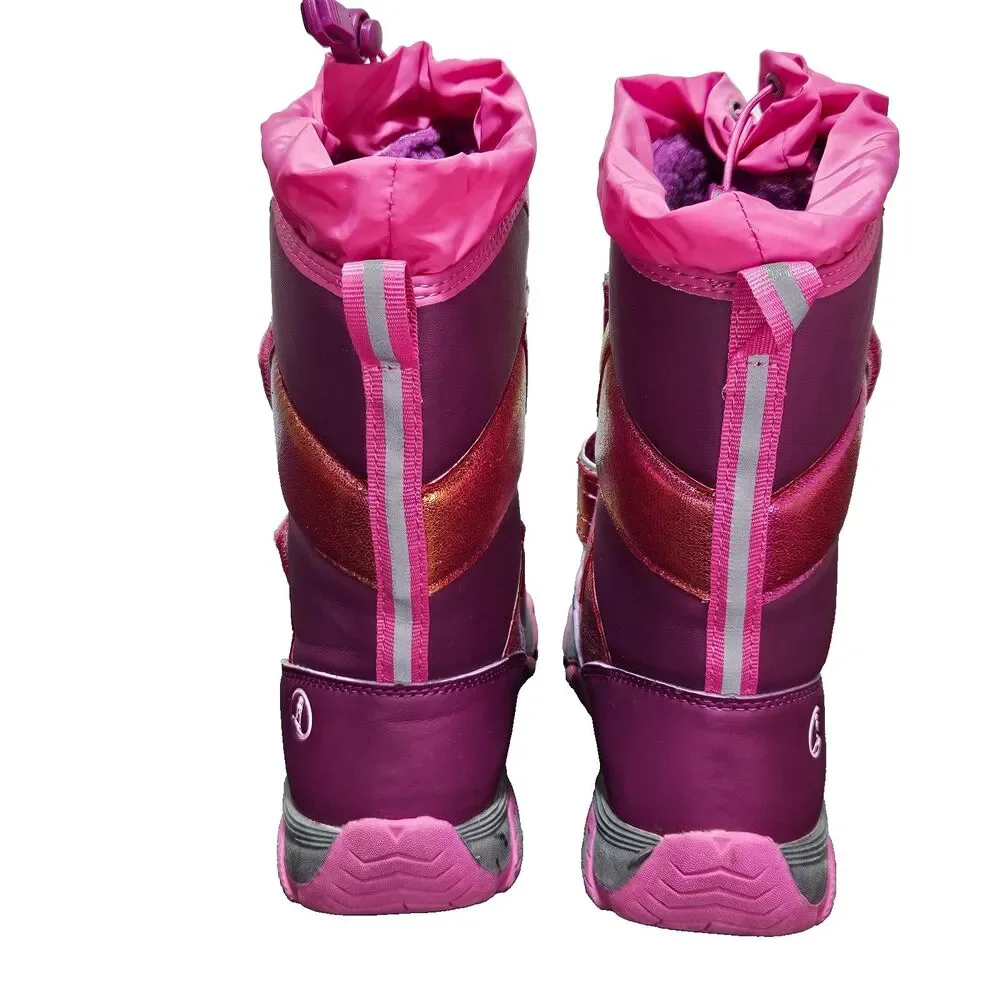 Lands' End Girls Snow Flurry Insulated Boots Pink Iridescent Size 3M Youth